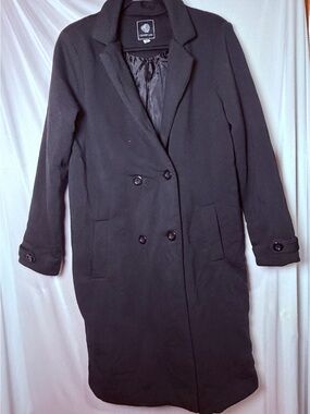 1 Sunset Lane Black Double-Breasted Coat Size M CLW36G